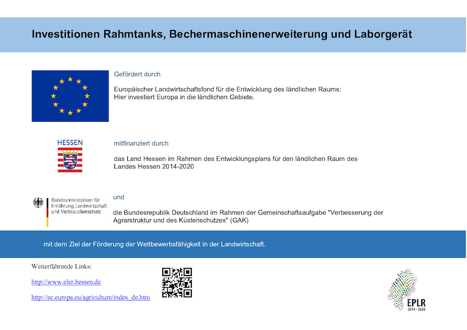 Investition Rahmtanks, Becher­maschinen­erweiterung und Laborgerät