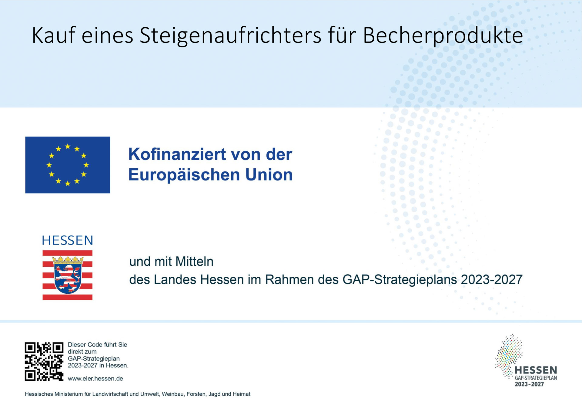 Kauf eines Steigenaufrichters für Becherprodukte